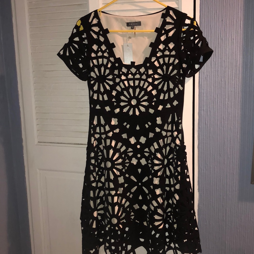 Gracia Black Laser Cutout Dress